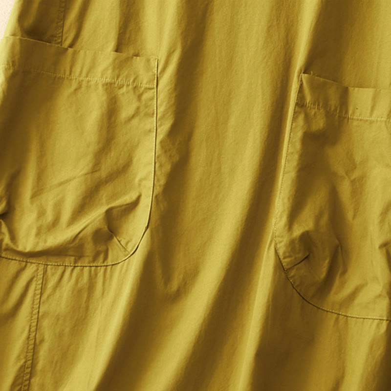 Buddha Stonesサマー 無地 クルーネック シンプル 半袖 デザイン ミディドレス ポケット付き - image 18