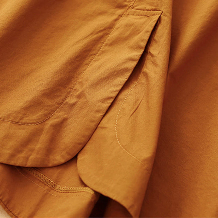 Buddha Stonesサマー 無地 クルーネック シンプル 半袖 デザイン ミディドレス ポケット付き - image 5