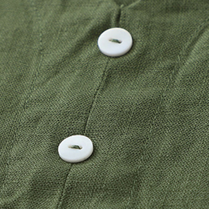 Buddha Stonesデイリーカジュアル ピュアカラー Vネック シンプルボタンデザイン ノースリーブ ミディドレス - image 14