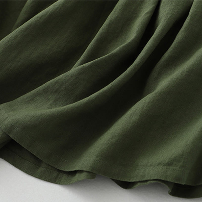 Buddha Stonesデイリーカジュアル ピュアカラー Vネック シンプルボタンデザイン ノースリーブ ミディドレス - image 15