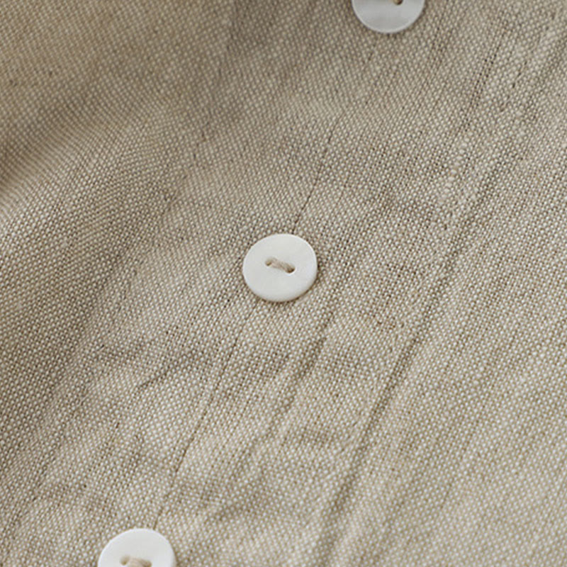 Buddha Stonesデイリーカジュアル ピュアカラー Vネック シンプルボタンデザイン ノースリーブ ミディドレス - image 5