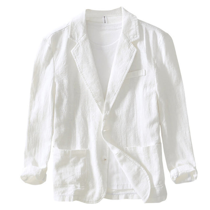 Buddha Stones長袖 ボタンプラケットデザイン メンズ コットンリネン ジャケットシャツ ポケット付き - image 9