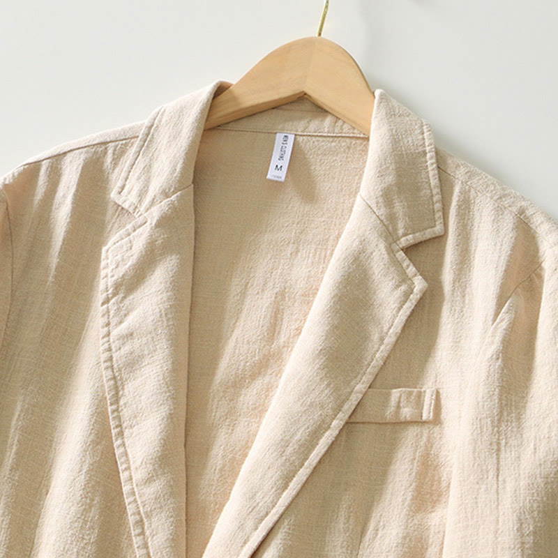 Buddha Stones長袖 ボタンプラケットデザイン メンズ コットンリネン ジャケットシャツ ポケット付き - image 11