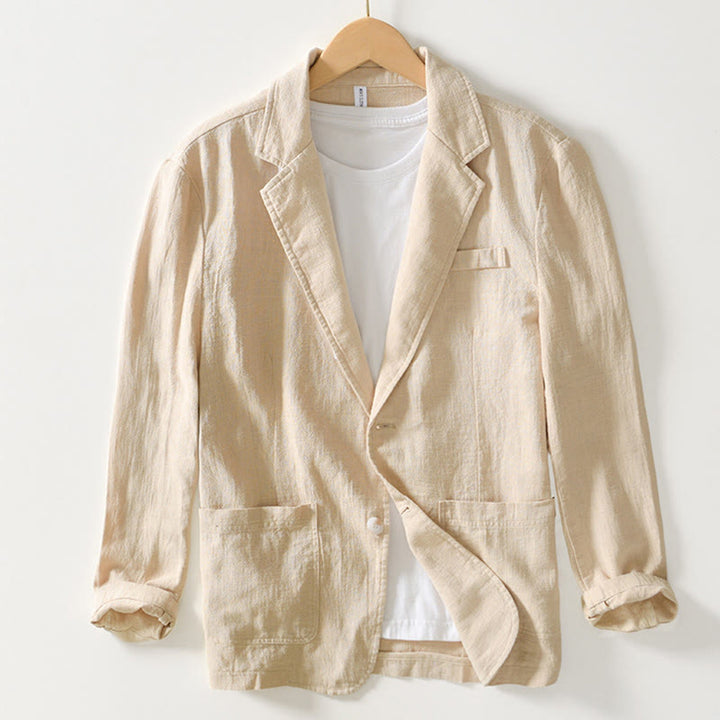 Buddha Stones長袖 ボタンプラケットデザイン メンズ コットンリネン ジャケットシャツ ポケット付き - レモンシフォン - US/UK/AU44、 EU54 (4XL) - image 10