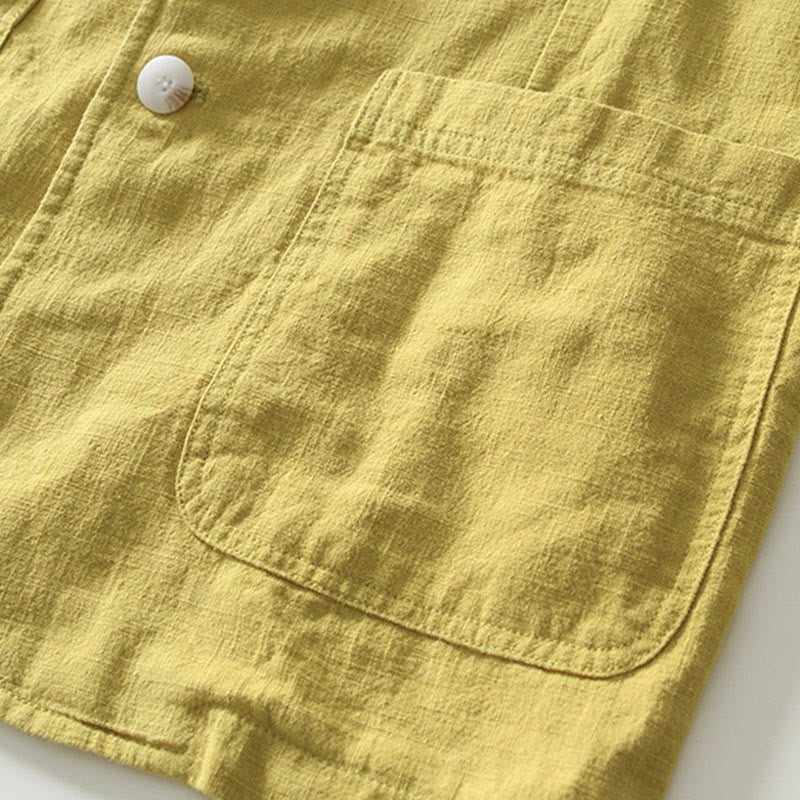 Buddha Stones長袖 ボタンプラケットデザイン メンズ コットンリネン ジャケットシャツ ポケット付き - image 24