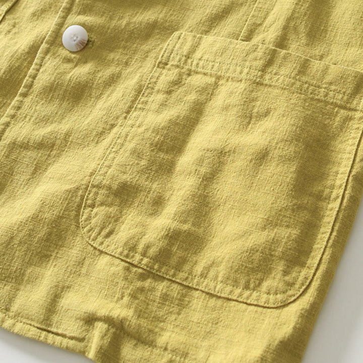 Buddha Stones長袖 ボタンプラケットデザイン メンズ コットンリネン ジャケットシャツ ポケット付き - image 24