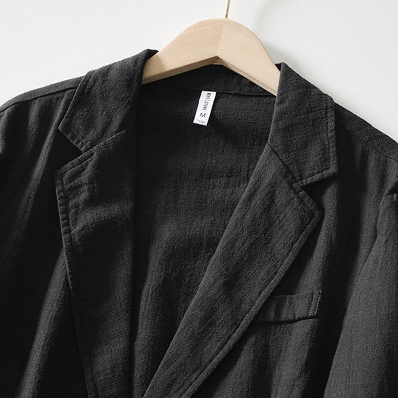 Buddha Stones長袖 ボタンプラケットデザイン メンズ コットンリネン ジャケットシャツ ポケット付き - image 17