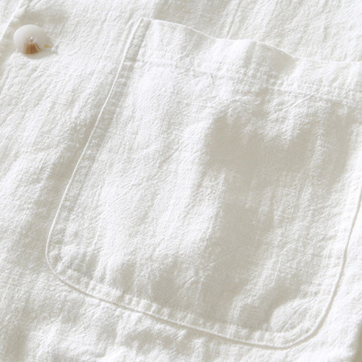 Buddha Stones長袖 ボタンプラケットデザイン メンズ コットンリネン ジャケットシャツ ポケット付き - image 7