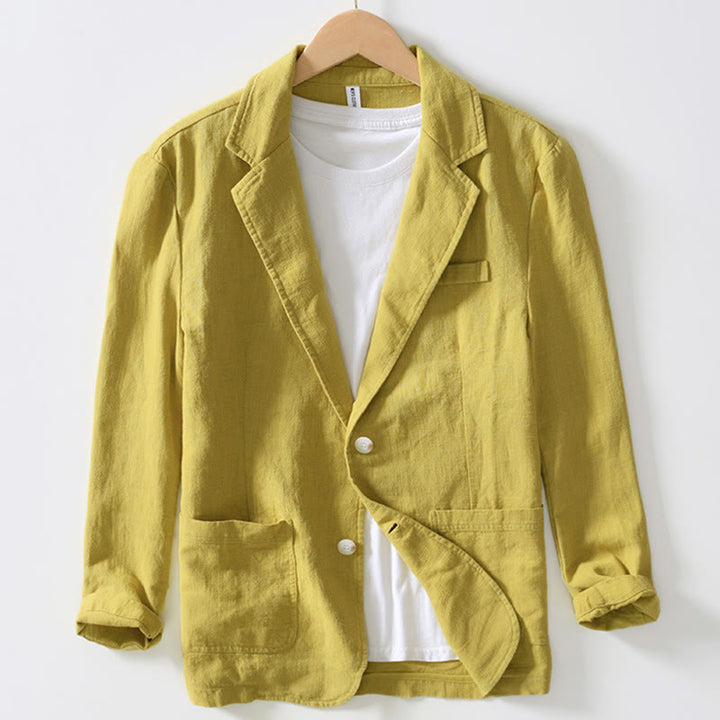 Buddha Stones長袖 ボタンプラケットデザイン メンズ コットンリネン ジャケットシャツ ポケット付き - 黄色 - US/UK/AU44、 EU54 (4XL) - image 21