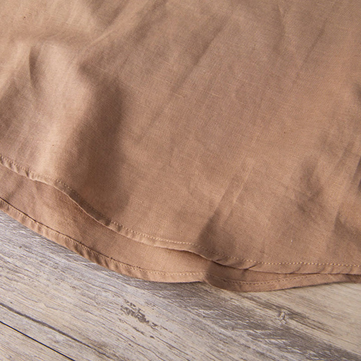 Buddha Stonesデイリー 無地 パッチ カラーマッチングデザイン メンズ 半袖 コットンリネン シャツ - image 16