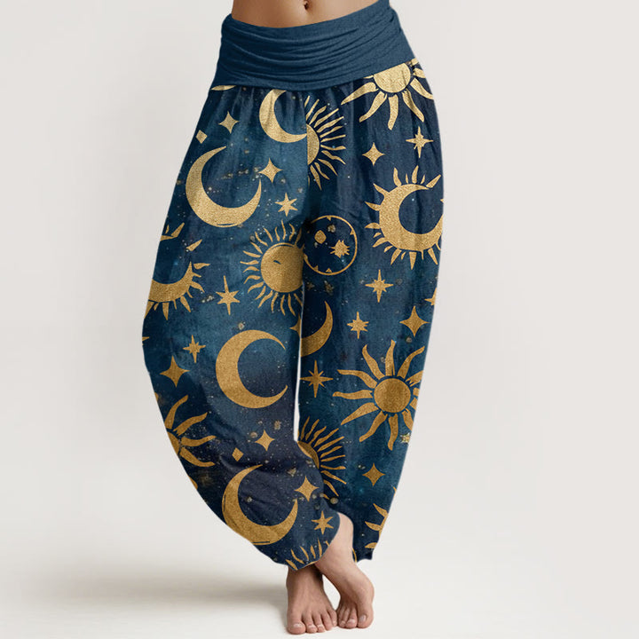 Buddha Stonesコットン三日月太陽星柄デザインレディース伸縮性ウエストハーレムパンツ - ロイヤルブルー - US22、 UK/AU26、 EU54 (6XL) - image 7