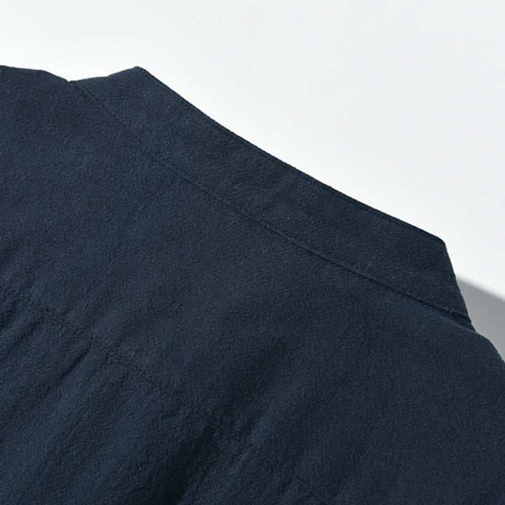 Buddha Stonesカラーコントラスト ハーフボタン メンズ 半袖 コットンリネン シャツ ポケット付き - image 15