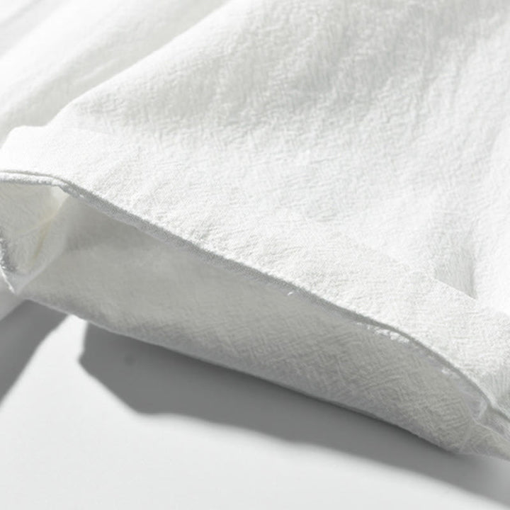 Buddha Stonesカラーコントラスト ハーフボタン メンズ 半袖 コットンリネン シャツ ポケット付き - image 4