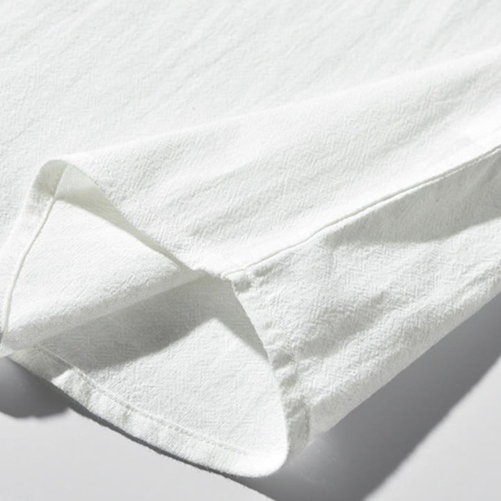 Buddha Stonesカラーコントラスト ハーフボタン メンズ 半袖 コットンリネン シャツ ポケット付き - image 5