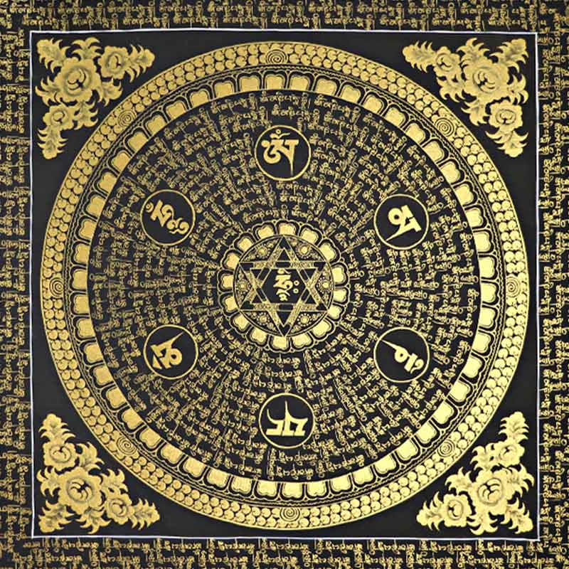Buddha Stonesチベットタンカ画Om Mani Padme Hum経典 手作り装飾（ランダムスタイル）
