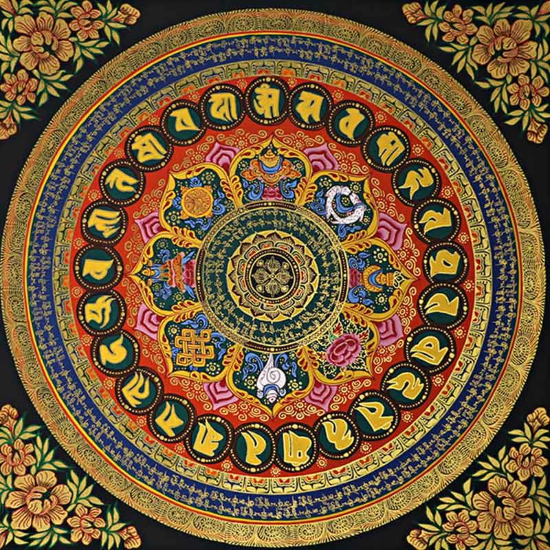 Buddha Stonesチベットタンカ画オーム・マニ・パドメ・フム経典 手作り装飾（ランダムスタイル） - image 0