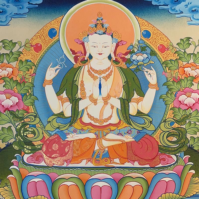 Buddha Stonesチベットタンカ画 黄色の富の神 緑の多羅観音 手作り装飾 ブラインドボックス（ランダムスタイル）