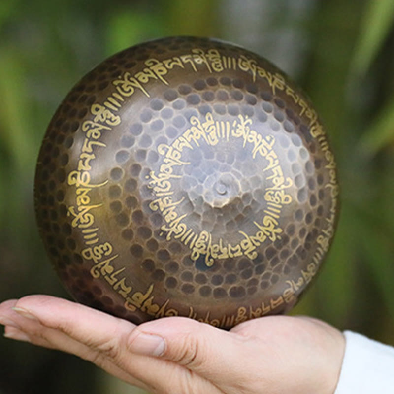 Buddha Stones 手作りのシンギングボウル（聖句模様入り）ヒーリング＆瞑想用サウンドボウルセット - image 3
