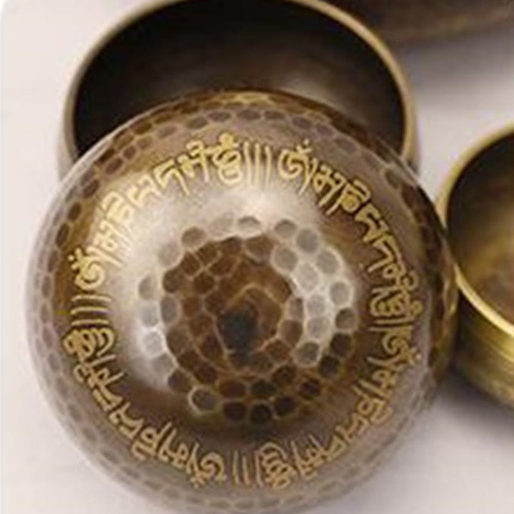 Buddha Stones 手作りのシンギングボウル（聖句模様入り）ヒーリング＆瞑想用サウンドボウルセット - image 8