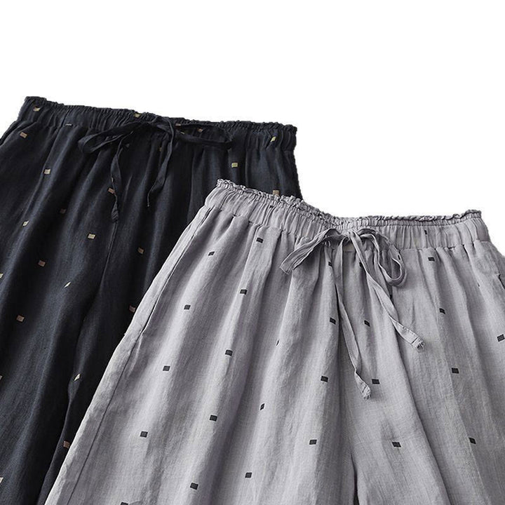 Buddha Stones夏 カジュアル 水玉模様 コットンリネン レディース ワイドレッグパンツ ポケット付き - image 17