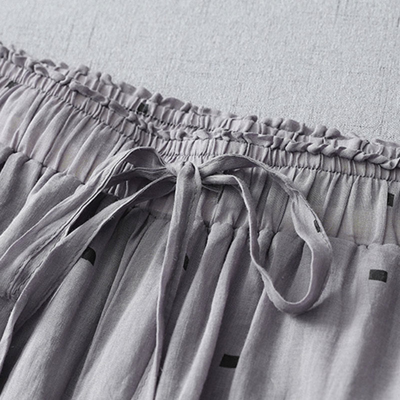 Buddha Stones夏 カジュアル 水玉模様 コットンリネン レディース ワイドレッグパンツ ポケット付き - image 2