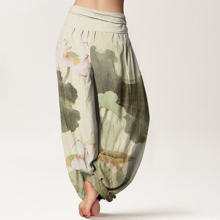 Buddha Stonesコットンカジュアル蓮の花びら柄レディース伸縮性ウエストハーレムパンツ - image 6