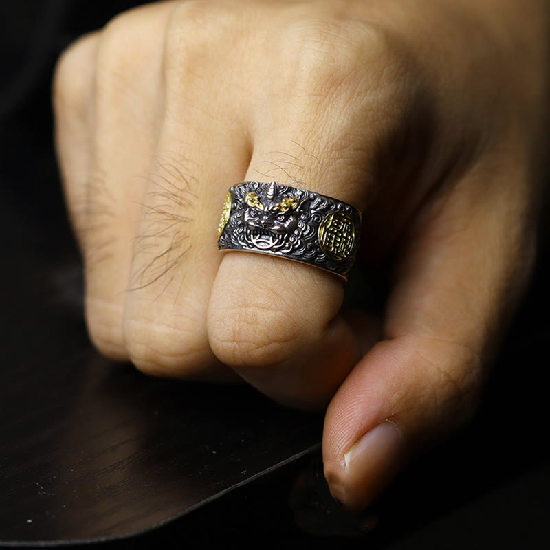 Buddha Stones925 スターリングシルバー 貔貅 銅貨 真鍮 富と幸運 調節可能リング - image 4