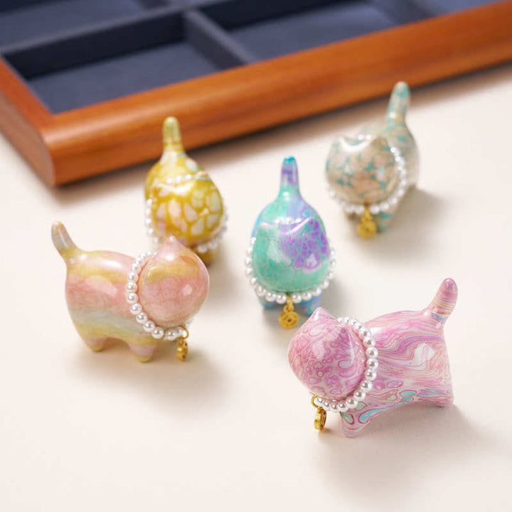 Buddha Stones白檀 幸運のミニ猫 漆工芸 癒しの装飾 ランダムカラー (ブラインドボックス) - image 1