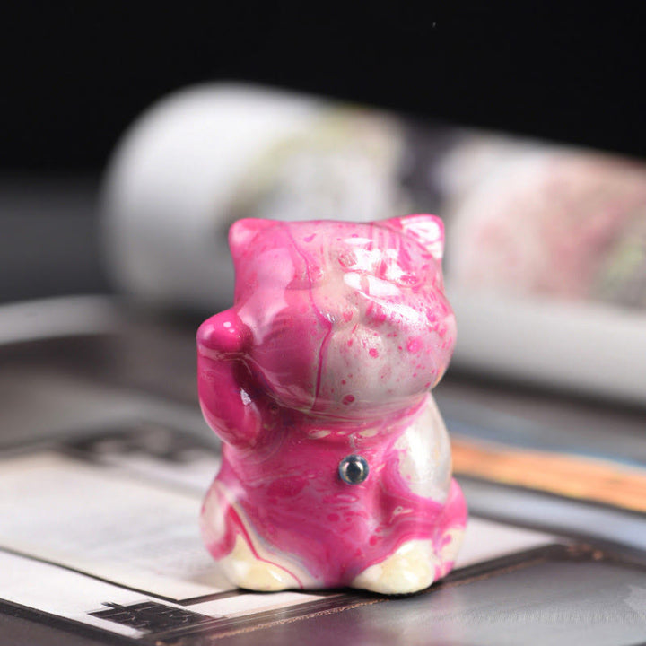 Buddha Stonesかわいいミニ猫 ローズウッド 漆工芸 温かみのある装飾 ランダムカラー (ブラインドボックス) - ピンクシリーズ（ランダムピンクカラー） - image 3