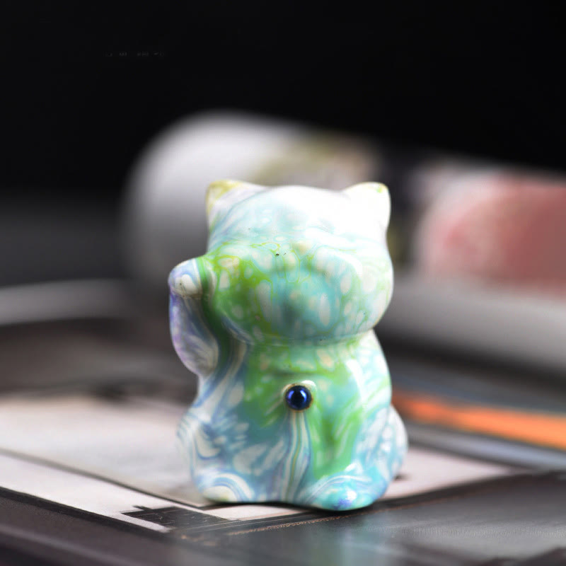 Buddha Stonesかわいいミニ猫 ローズウッド 漆工芸 温かみのある装飾 ランダムカラー (ブラインドボックス) - ブルーシリーズ（ランダムブルーカラー） - image 8