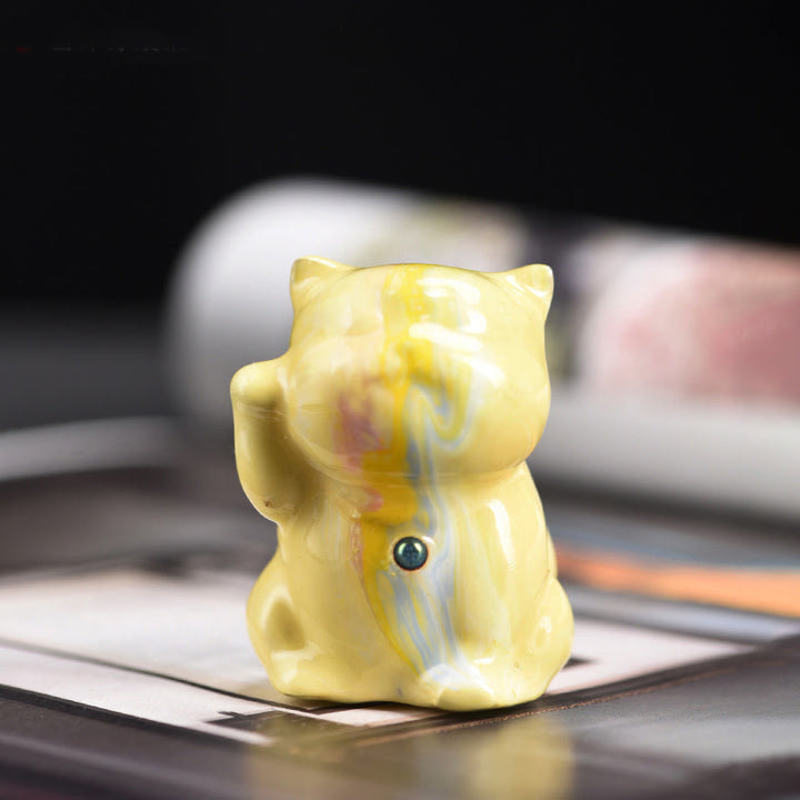 Buddha Stonesかわいいミニ猫 ローズウッド 漆工芸 温かみのある装飾 ランダムカラー (ブラインドボックス) - イエローシリーズ（ランダムイエローカラー） - image 7