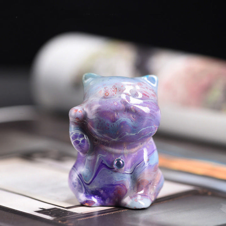 Buddha Stonesかわいいミニ猫 ローズウッド 漆工芸 温かみのある装飾 ランダムカラー (ブラインドボックス) - パープルシリーズ（ランダムグリーンカラー） - image 11