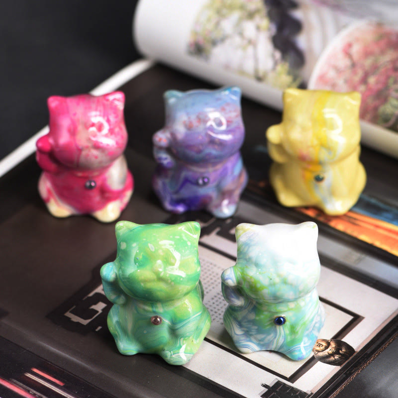 Buddha Stonesかわいいミニ猫 ローズウッド 漆工芸 温かみのある装飾 ランダムカラー (ブラインドボックス) - image 1