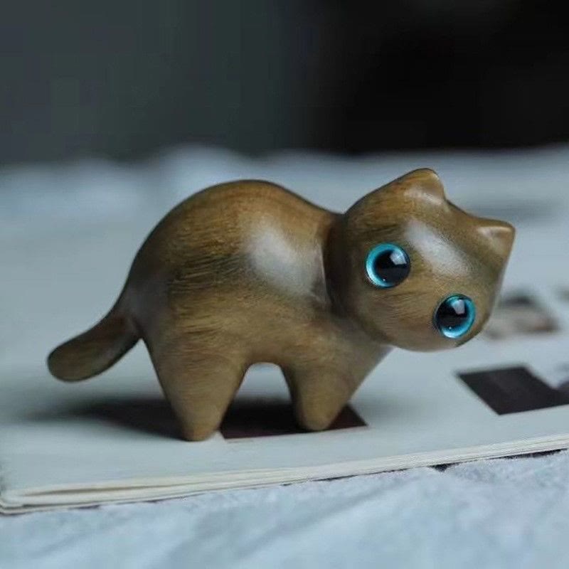 Buddha Stonesミニかわいいストレッチ猫彫刻癒しのデスク装飾 - ミニキャット - image 1