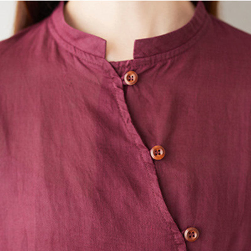 Buddha Stonesカジュアル 2点セット 無地 七分袖 斜め襟 シャツ トップス ワイドレッグパンツ ポケット付き 瞑想 禅 太極拳服 レディース セット - image 9