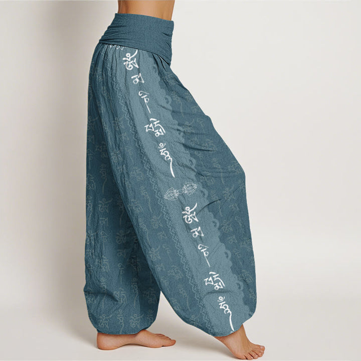 Buddha Stonesオーム・マニ・パドメ・フム柄 レディース 伸縮性ウエスト ハーレムパンツ - image 7
