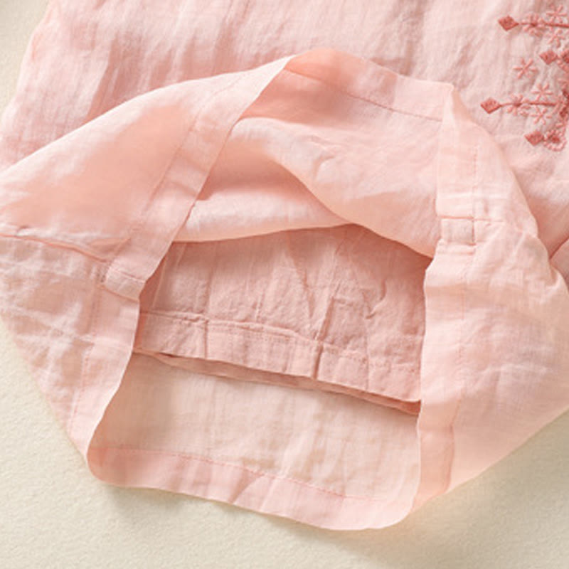 Buddha Stonesエスニック刺繍ドローストリングコットンリネンレディースハイウエストワイドレッグパンツポケット付き - image 12