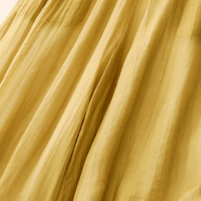 Buddha Stones春 ヴィンテージ カジュアル 無地 レース パッチワーク カフ レディース コットン リネン ワイドレッグ パンツ ポケット付き - image 1