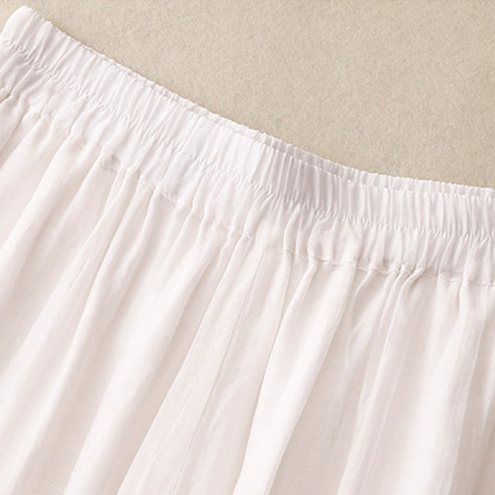 Buddha Stones春 ヴィンテージ カジュアル 無地 レース パッチワーク カフ レディース コットン リネン ワイドレッグ パンツ ポケット付き - image 5