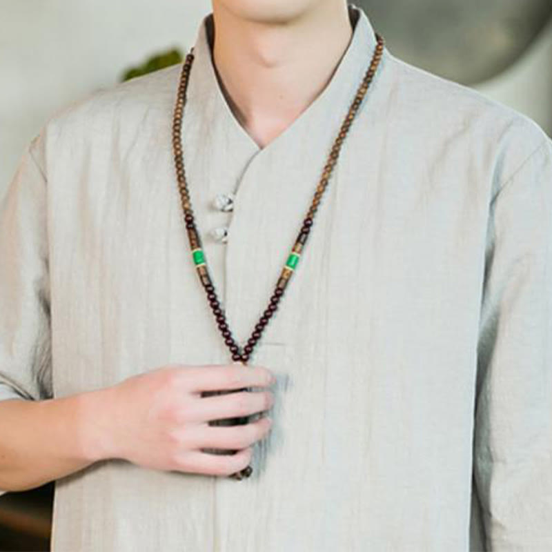 Buddha Stonesサマー ヴィンテージ 無地 カエルボタンデザイン メンズ コットン 七分袖シャツ - image 13