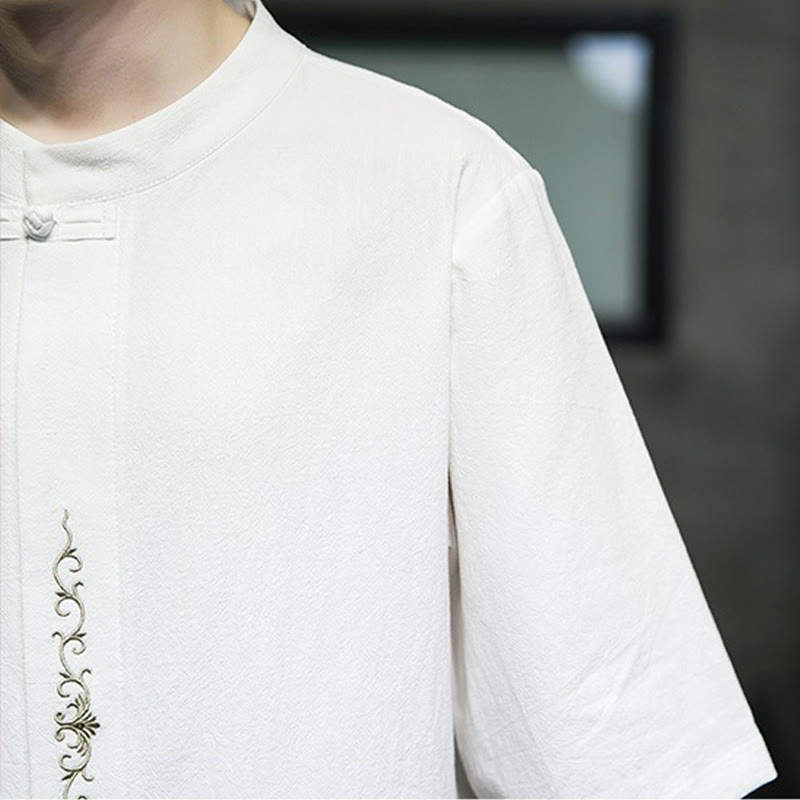 Buddha Stonesカジュアル 無地 カエルボタン 刺繍 メンズ コットン リネン シャツ カーディガン - image 29