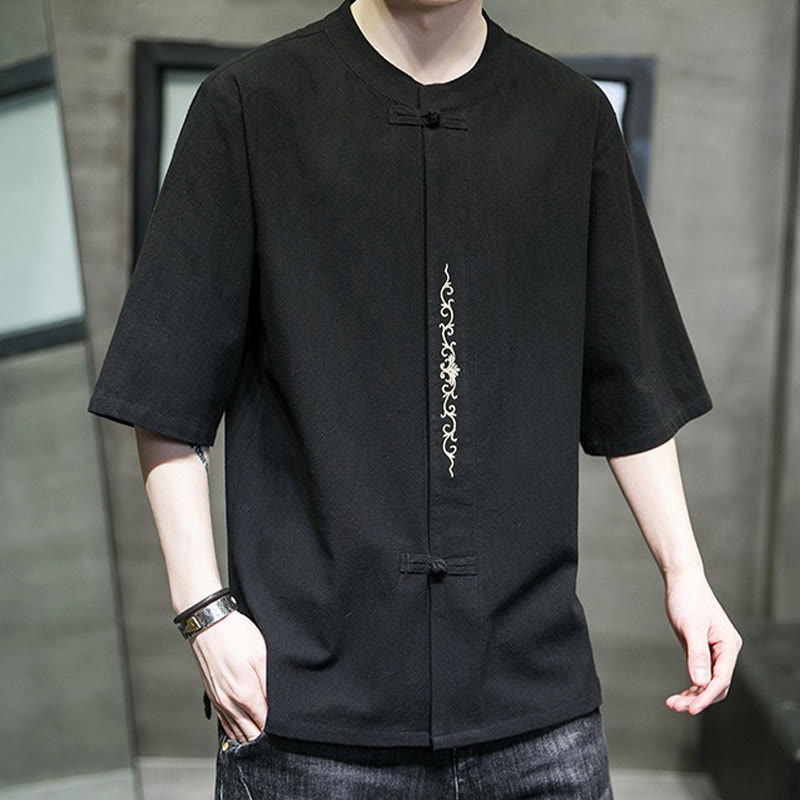 Buddha Stonesカジュアル 無地 カエルボタン 刺繍 メンズ コットン リネン シャツ カーディガン - image 23