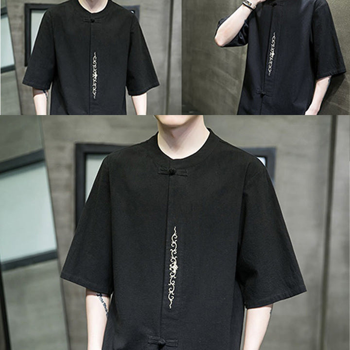 Buddha Stonesカジュアル 無地 カエルボタン 刺繍 メンズ コットン リネン シャツ カーディガン - image 24