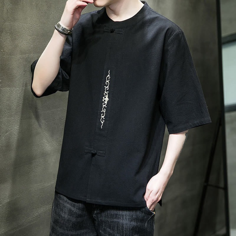 Buddha Stonesカジュアル 無地 カエルボタン 刺繍 メンズ コットン リネン シャツ カーディガン - image 20