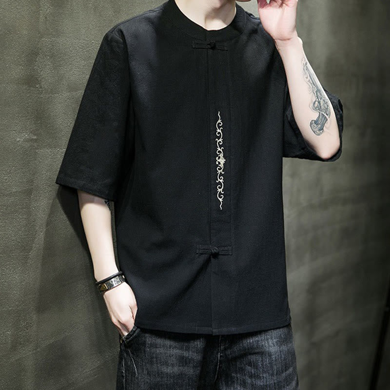 Buddha Stonesカジュアル 無地 カエルボタン 刺繍 メンズ コットン リネン シャツ カーディガン - image 22