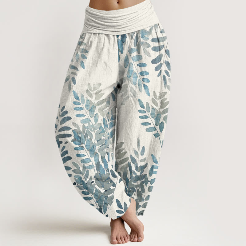 Buddha Stonesカジュアル植物織り葉柄レディース伸縮性ウエストハーレムパンツ - 象牙 - US22、 UK/AU26、 EU54 (6XL) - image 7