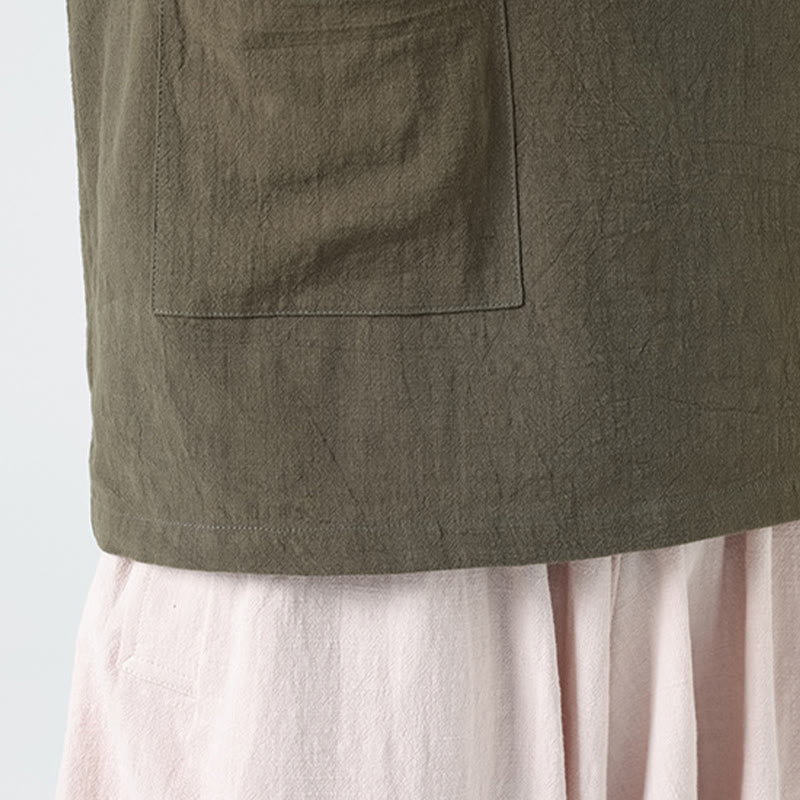 Buddha Stonesカジュアル ハーフフロッグボタンデザイン スタンドカラー タンスーツ メンズ 半袖 コットンシャツ ポケット付き - image 30