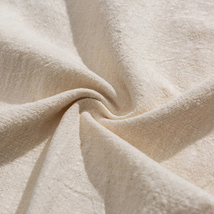 Buddha Stonesヴィンテージ 無地 不規則な裾デザイン スタンドカラー メンズ 半袖 コットンシャツ カーディガン ポケット付き - image 8