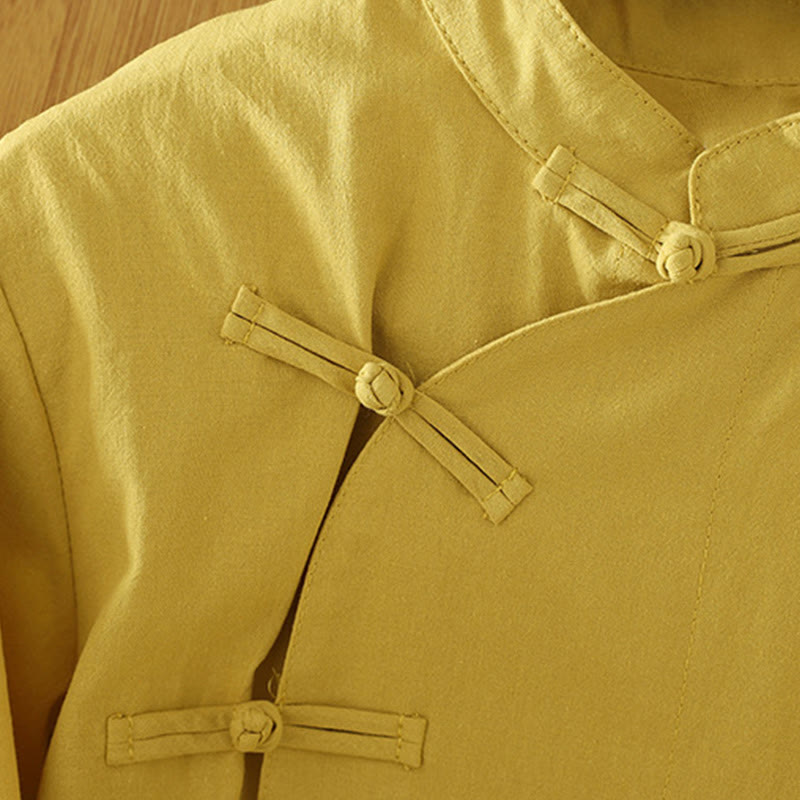 Buddha Stonesカジュアル ヴィンテージ 中国風 カエルボタン レースアップ パッチワークデザイン レディース コットンシャツ - image 9