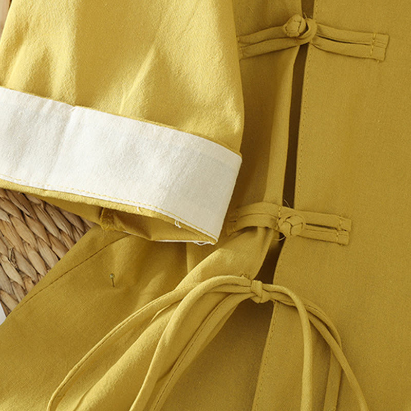 Buddha Stonesカジュアル ヴィンテージ 中国風 カエルボタン レースアップ パッチワークデザイン レディース コットンシャツ - image 12